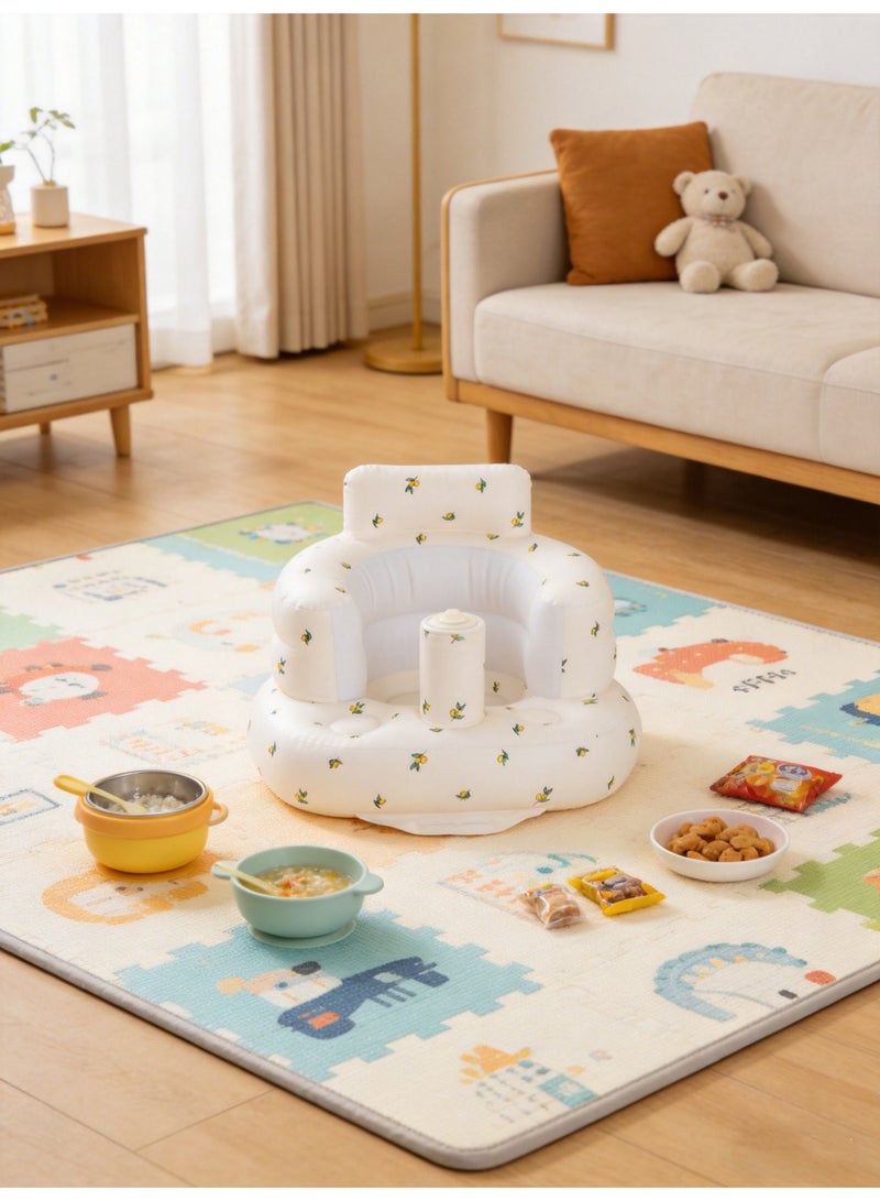 بست واي كرسي استلقاء قابل للنفخ غير محشو بحبيبات للأطفال قابل للطي بنمط أريكة منفوخة بالهواء كرسي استحمام سوفت مقعد استحمام مريح  مقاس من 3 إلى 36 شهرًا - Image 2